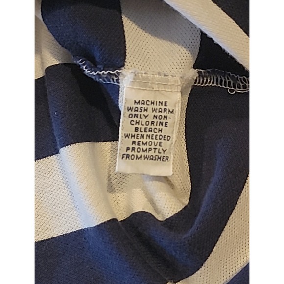 VTG Polo Ralph Lauren Polo Shirt Mens XXL Navy White Stripes Condition Issues - Picture 6 of 8